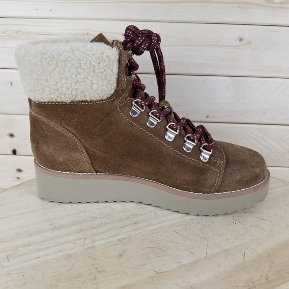 Sam Edelman Franc 6 US Hiking Trail Boot Booties Faux Shearling Trim Lace-up NEW - Picture 11 of 12